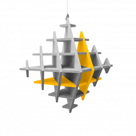 „CUBO“ 3D-Akustik-Objekt Würfel SILVER GREY für optimale Raumakustik, INNOVATIVES DESIGN / 58 cm