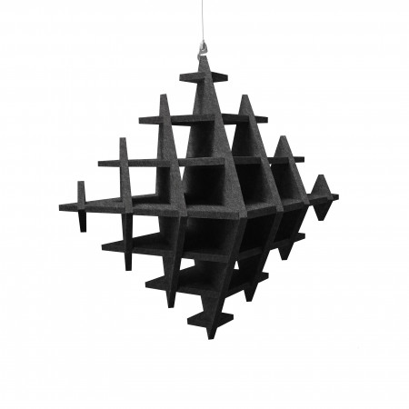 „CUBO“ 3D-Akustik-Objekt Würfel ANTHRACITE für optimale Raumakustik, INNOVATIVES DESIGN / 40 cm