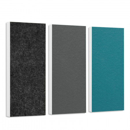 Sound absorber set Colore made of Basotect G+< 3 elements > anthracite + granite grey + petrol