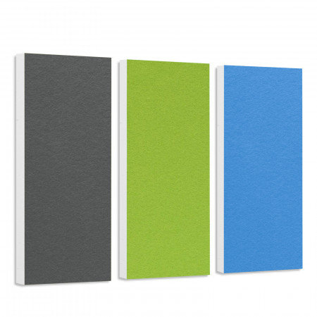 Sound absorber set Colore made of Basotect G+< 3 elements > granite grey + light green + light blue