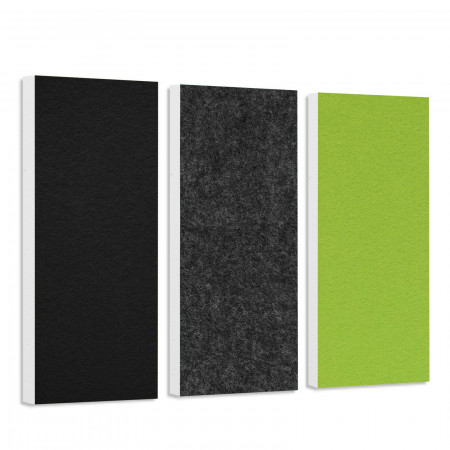 Sound absorber set Colore made of Basotect G+< 3 elements > black + anthracite + light green