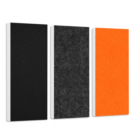 Schallabsorber-Set Colore aus Basotect G+ < 3 Elemente > Schwarz + Anthrazit + Orange
