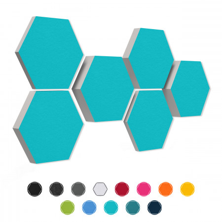 6 absorbers honeycomb shape - made of Basotect ® G+ / Colore / 2 each 300 x 300 x 30/50/70mm