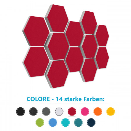 12 Absorber Wabenform aus Basotect ® G+ / Colore BigPack / je 4 Stück 30/50/70mm