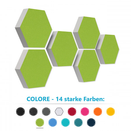 6 Absorber Wabenform aus Basotect ® G+ je 300 x 300 x 70mm Colore