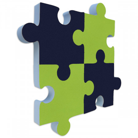 4x PUZZLE acoustic elements made of Basotect ® G+ sound insulation sound absorber - dark blue + light green