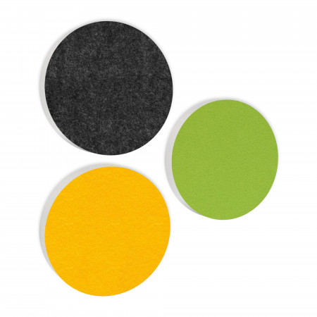 3 Akustik Schallabsorber aus Basotect ® G+ / Kreis Multicolore-Set 25