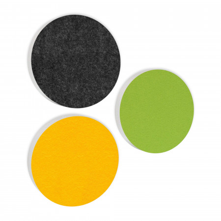 3 Acoustic sound absorbers made of Basotect ® G+ / Circle Multicolour Set 25