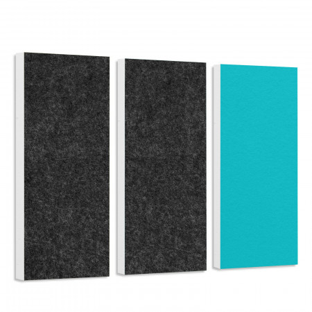 Sound absorber set Colore made of Basotect G+< 3 elements > anthracite + turquoise