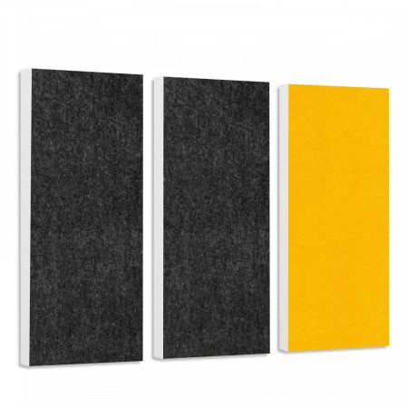 Sound absorber set Colore made of Basotect G+< 3 elements > anthracite + sunny yellow