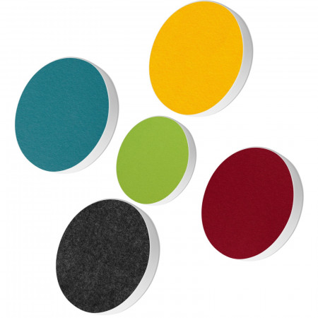 5 Acoustic sound absorbers made of Basotect ® G+ / Circle Multicolour Set 09