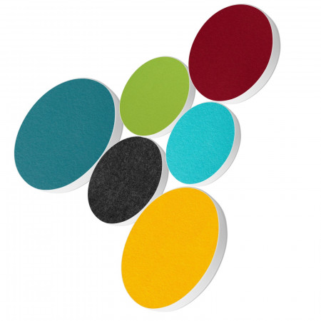 6 Acoustic sound absorbers made of Basotect ® G+ / Circle Multicolour Set 17