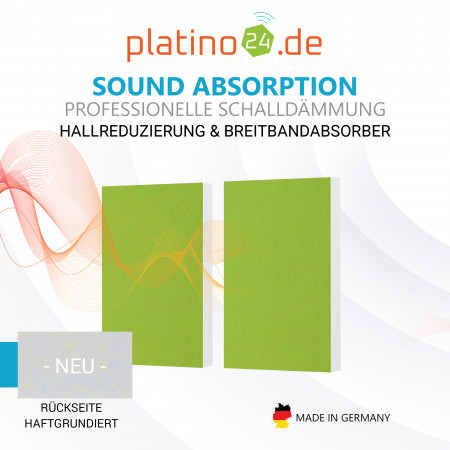 2 Schallabsorber aus Basotect ® G+ / Wandbild Akustik Schalldämmung je 82,5x55cm (Hellgrün)