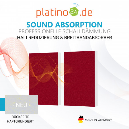 2 Schallabsorber aus Basotect ® G+ / Wandbild Akustik Schalldämmung je 82,5x55cm (Bordeaux)