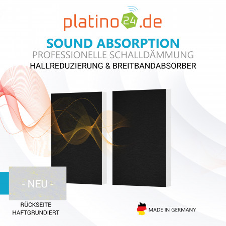 2 Schallabsorber aus Basotect ® G+ / Wandbild Akustik Schalldämmung je 82,5x55cm (Schwarz)