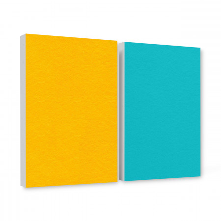 Basotect ® G+ sound absorber / 2 x wall object 82.5x55 cm acoustic element sound insulation (sunny yellow + turquoise)