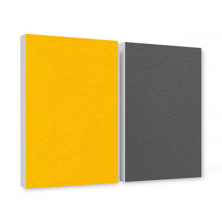 Basotect ® G+ sound absorber / 2 x wall object 82.5x55 cm acoustic element sound insulation (sunny yellow + granite grey)