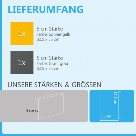 Schallabsorber aus Basotect ® G+ / 2 x Wandbild 82,5x55 cm Akustik Element Schalldämmung (Sonnengelb + Granitgrau)