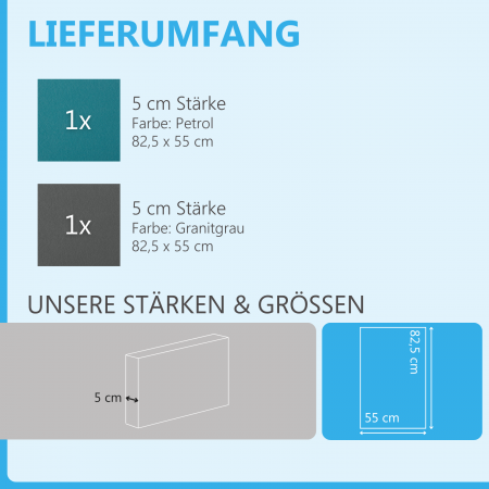 Schallabsorber aus Basotect ® G+ / 2 x Wandbild 82,5x55 cm Akustik Element Schalldämmung (Petrol + Granitgrau)