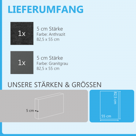 Schallabsorber aus Basotect ® G+ / 2 x Wandbild 82,5x55 cm Akustik Element Schalldämmung (Anthrazit + Granitgrau)