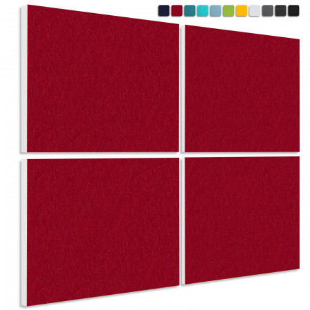 Schallabsorber aus Basotect ® G+ / 4 x Wandbild Akustik Schalldämmung 82,5x55cm (Bordeaux)