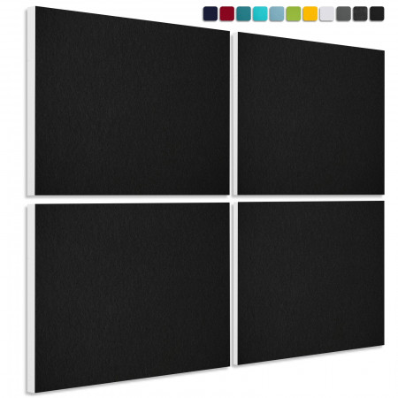 Schallabsorber aus Basotect ® G+ / 4 x Wandbild Akustik Schalldämmung 82,5x55cm (Schwarz)