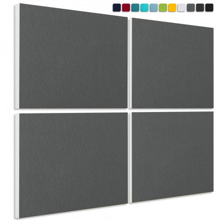 Schallabsorber aus Basotect ® G+ / 4 x Wandbild Akustik Schalldämmung 82,5x55cm (Granitgrau)