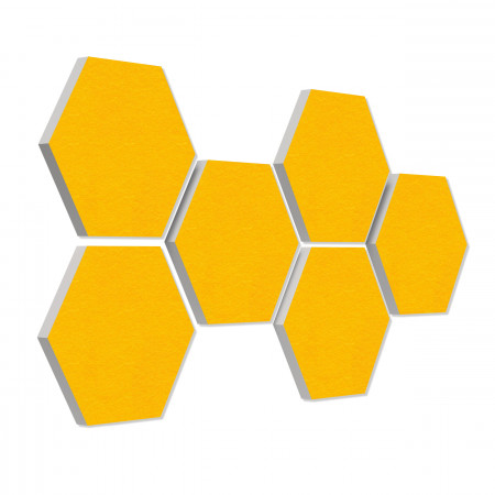 6 absorbers honeycomb shape made of Basotect ® G+ each 300 x 300 x 30mm Colore SUNNY YELLOW