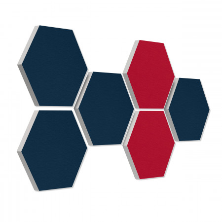 6 Absorber Wabenform aus Basotect ® G+ je 300 x 300 x 30mm Colore NACHTBLAU und BORDEAUX