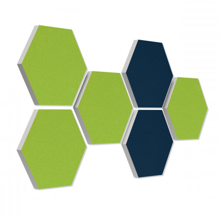 6 absorbers honeycomb form made of Basotect ® G+ each 300 x 300 x 30mm Colore LIGHT GREEN AND DARK BLUE