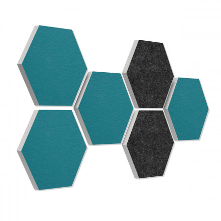 6 absorbers honeycomb form made of Basotect ® G+ each 300 x 300 x 30mm Colore PETROL and ANTHRACITE