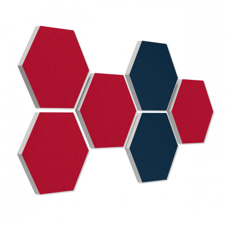 6 absorbers honeycomb form made of Basotect ® G+ each 300 x 300 x 30mm Colore BORDEAUX and DARK BLUE