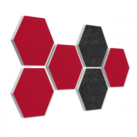 6 absorbers honeycomb form made of Basotect ® G+ each 300 x 300 x 30mm Colore BORDEAUX and ANTHRACITE