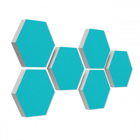 6 absorbers honeycomb shape made of Basotect ® G+ each 300 x 300 x 50mm Colore TURQUOISE