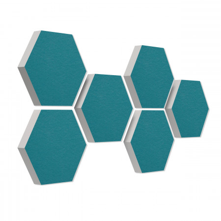 6 absorbers honeycomb shape made of Basotect ® G+ each 300 x 300 x 50mm Colore PETROL