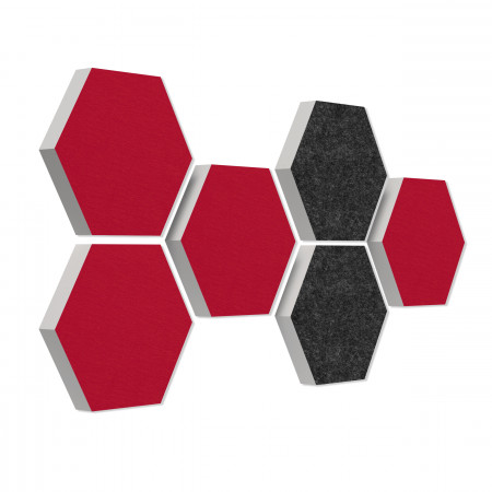 6 absorbers honeycomb form made of Basotect ® G+ each 300 x 300 x 30mm Colore BORDEAUX and ANTHRACITE