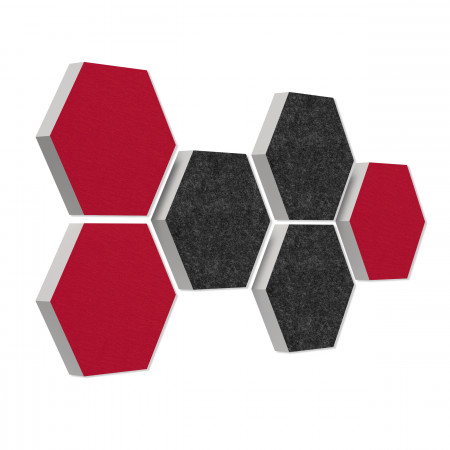 6 absorbers honeycomb form made of Basotect ® G+ each 300 x 300 x 30mm Colore ANTHRACITE and BORDEAUX