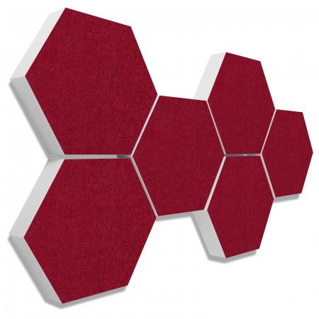 6 absorbers honeycomb shape made of Basotect ® G+ each 300 x 300 x 70mm Colore BORDEAUX