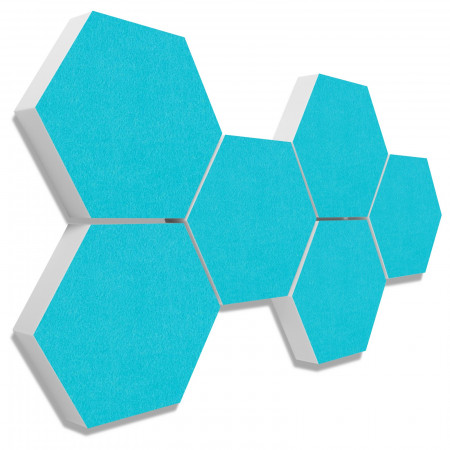 6 absorbers honeycomb shape made of Basotect ® G+ each 300 x 300 x 70mm Colore TURQUOISE