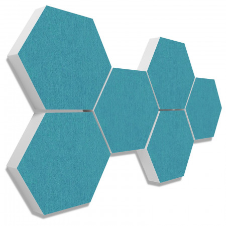 6 absorbers honeycomb shape made of Basotect ® G+ each 300 x 300 x 70mm Colore PETROL