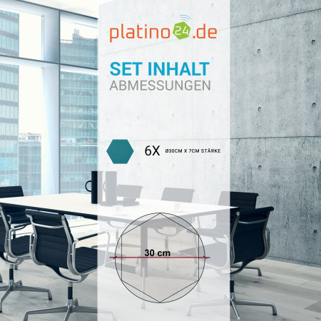 6 Absorber Wabenform aus Basotect ® G+ je 300 x 300 x 70mm &quote;Colore&quote; PETROL