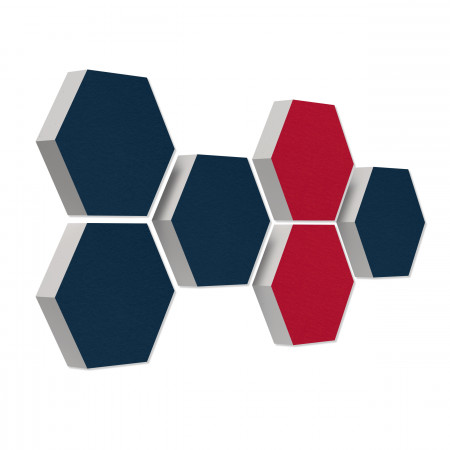 6 absorbers honeycomb form made of Basotect ® G+ each 300 x 300 x 70mm Colore DARK BLUE and BORDEAUX