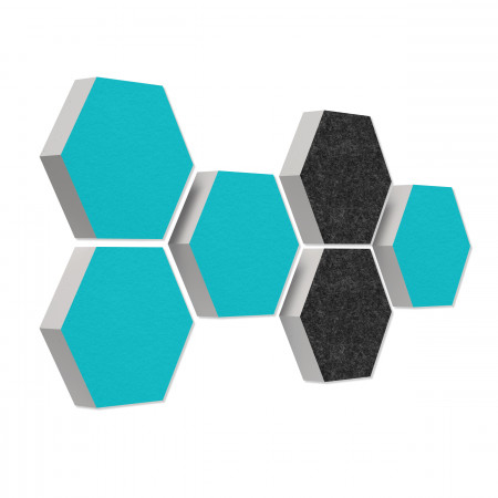 6 absorbers honeycomb form made of Basotect ® G+ each 300 x 300 x 70mm Colore TURQUOISE and ANTHRACITE