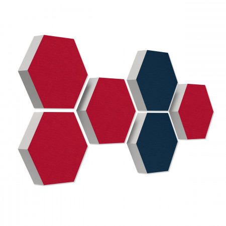 6 absorbers honeycomb form made of Basotect ® G+ each 300 x 300 x 70mm Colore BORDEAUX and DARK BLUE