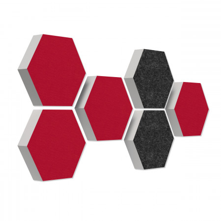 6 absorbers honeycomb form made of Basotect ® G+ each 300 x 300 x 70mm Colore BORDEAUX and ANTHRACITE