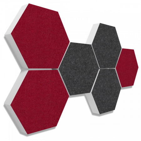 6 absorbers honeycomb form made of Basotect ® G+ each 300 x 300 x 70mm Colore ANTHRACITE and BORDEAUX