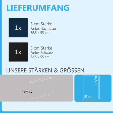 Schallabsorber aus Basotect ® G+ / 2 x Wandbild 82,5x55 cm Akustik Element Schalldämmung (Nachtblau + Schwarz)