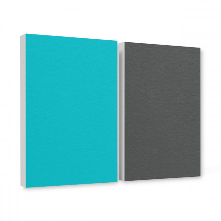 Basotect ® G+ sound absorber / 2 x wall object 82.5x55 cm acoustic element sound insulation (turquoise + granite grey)