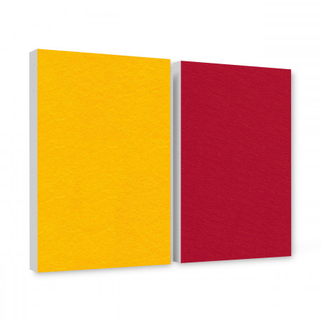 Basotect ® G+ sound absorber / 2 x wall object 82.5x55 cm acoustic element sound insulation (sunny yellow + bordeaux)