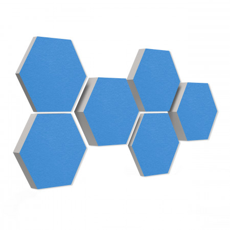 6 Absorber Wabenform aus Basotect ® G+ / Colore Hellblau / je 2 Stück 300 x 300 x 30/50/70mm